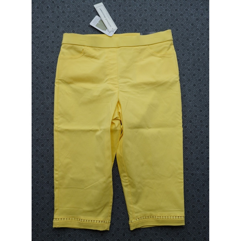 Alfred Dunner Allure Capri Pull On Pants Womens Size 10 Yellow Slimming Waist